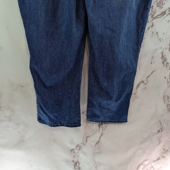 Chicos Jean Women 16 3 So Slimming Girlfriend Slip Crop Denim Piping Striped - Picture 7 of 12